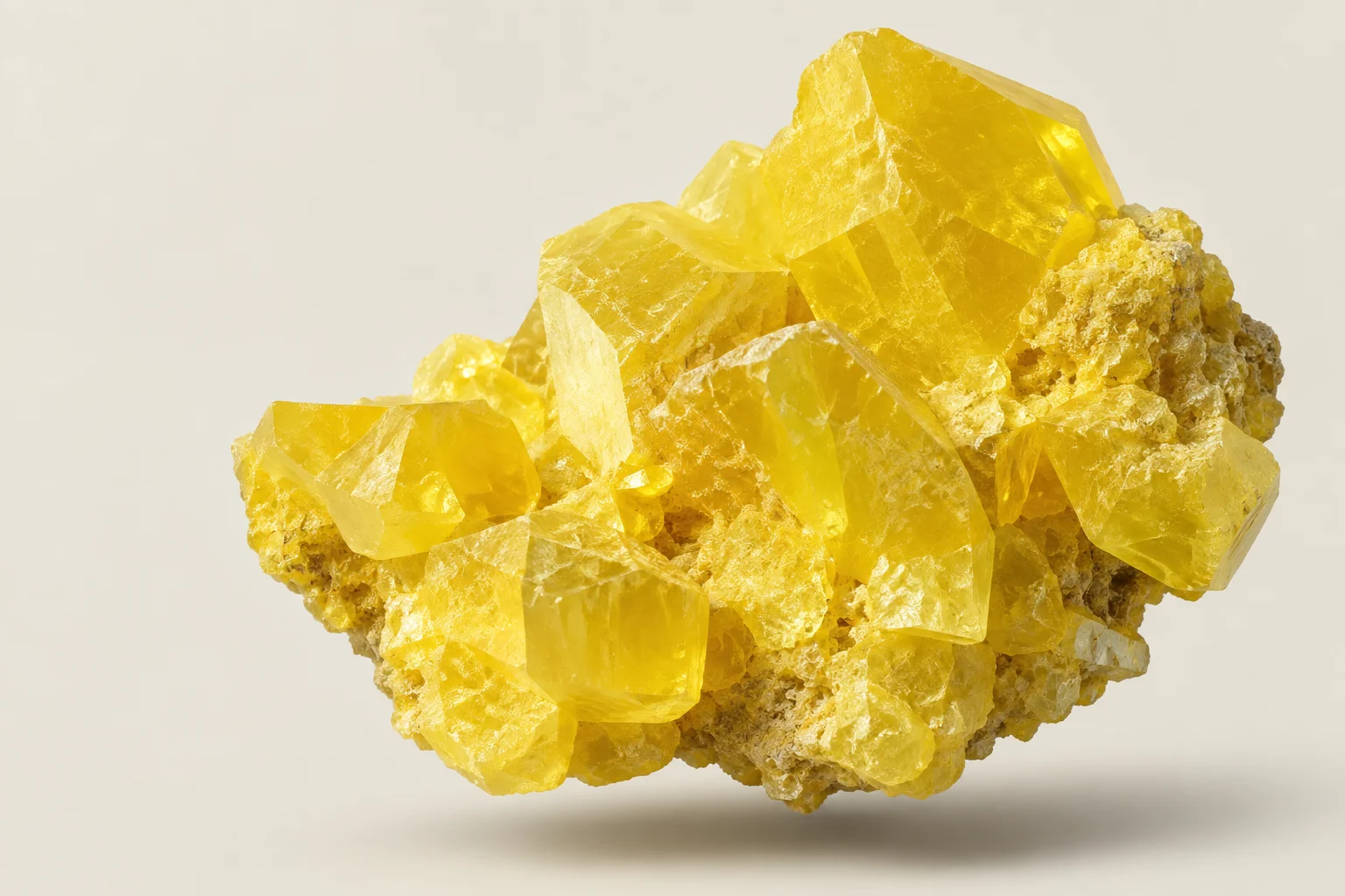 Golden yellow sulphur crystal formation
